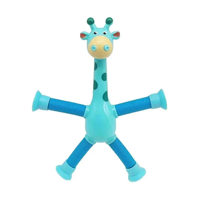 Telescopic Suction Cup Giraffe Tube Toy Stress Relief Light Up Educational Toys