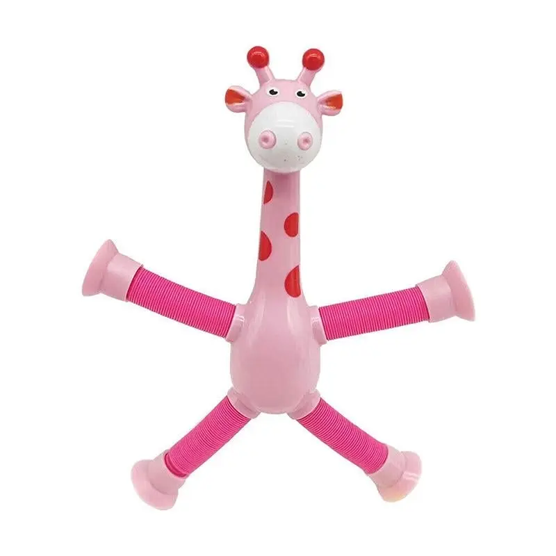 Telescopic Suction Cup Giraffe Tube Toy Stress Relief Light Up Educational Toys