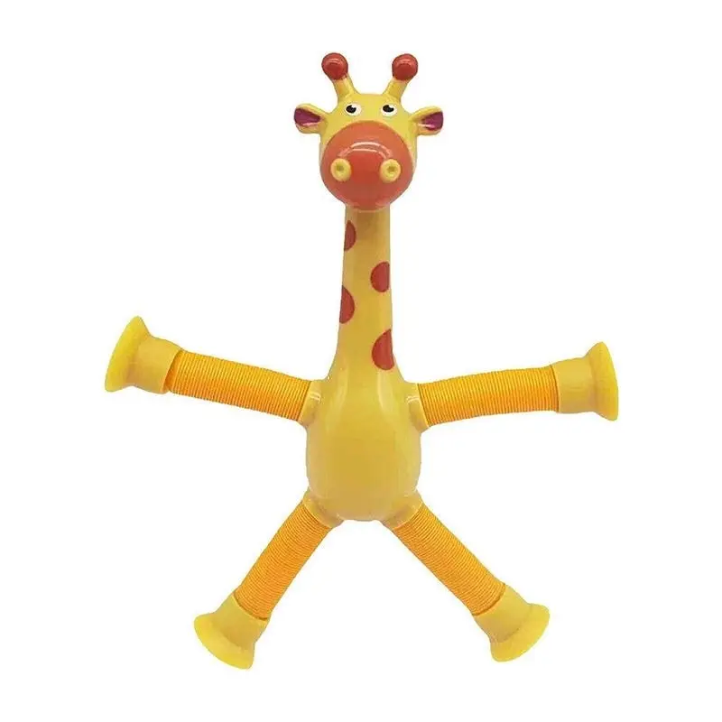 Telescopic Suction Cup Giraffe Tube Toy Stress Relief Light Up Educational Toys