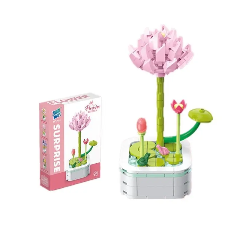 Block Bouquet Plant Building Block Plant Potted Bricks Bouquet 3D Model Toy