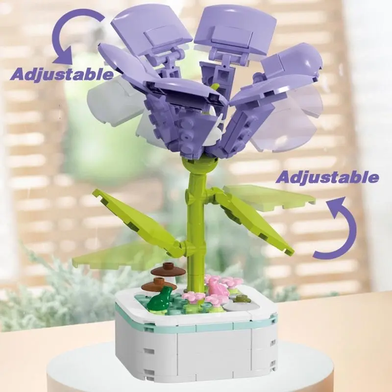 Block Bouquet Plant Building Block Plant Potted Bricks Bouquet 3D Model Toy