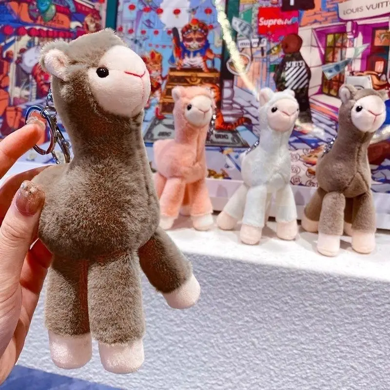 Cute Mini Alpaca Soft Plush Stuffed Doll Toys Keychain Cartoon Bag Pendant