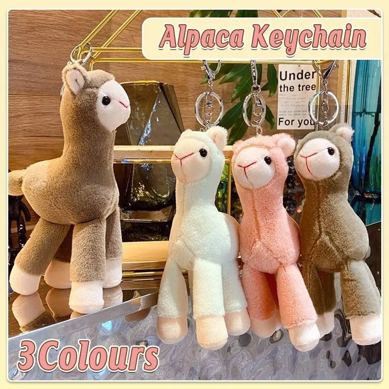 Cute Mini Alpaca Soft Plush Stuffed Doll Toys Keychain Cartoon Bag Pendant