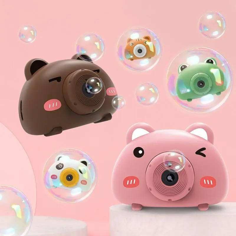 Acousto optic Bubble Machine Camera Animal Pig With Light Music Toy Gift