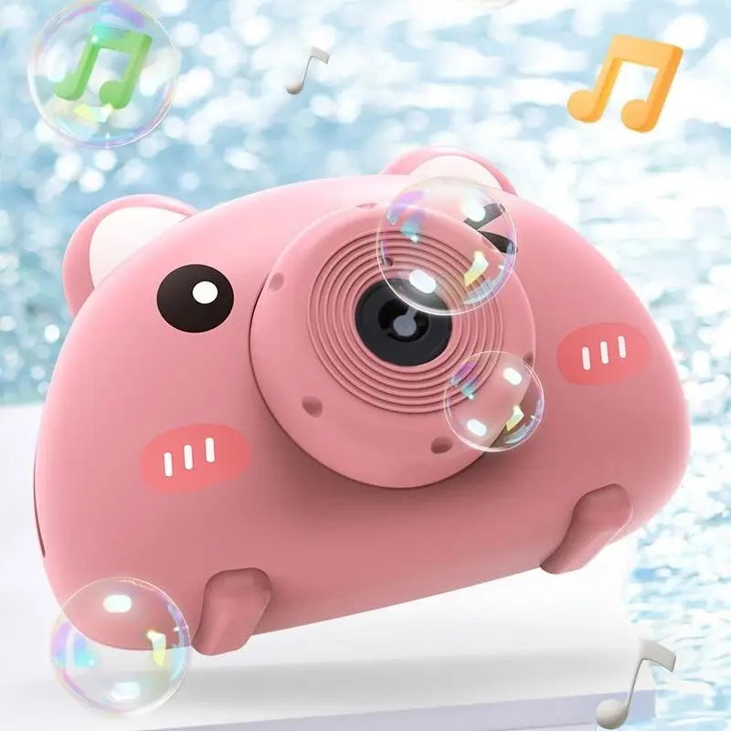 Acousto optic Bubble Machine Camera Animal Pig With Light Music Toy Gift