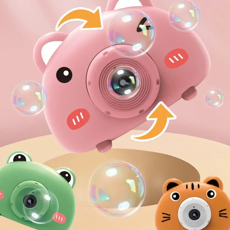 Acousto optic Bubble Machine Camera Animal Pig With Light Music Toy Gift