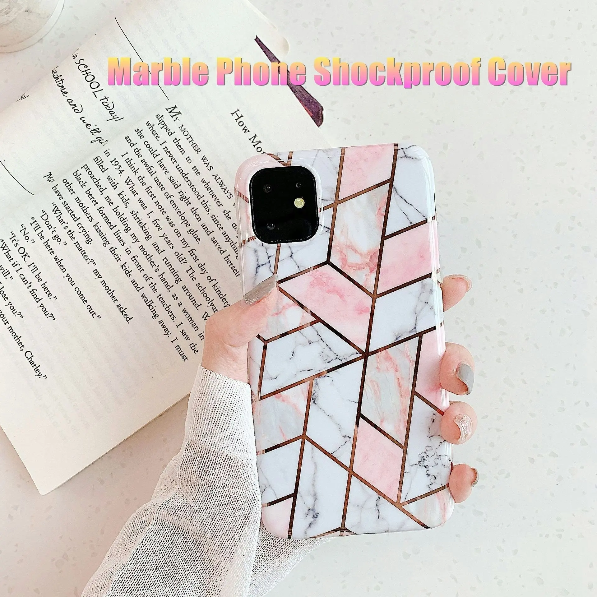 White Case for iPhone 14 13 12 11 Pro Max XR XS Marble Phone Shockproof Cover Silicone