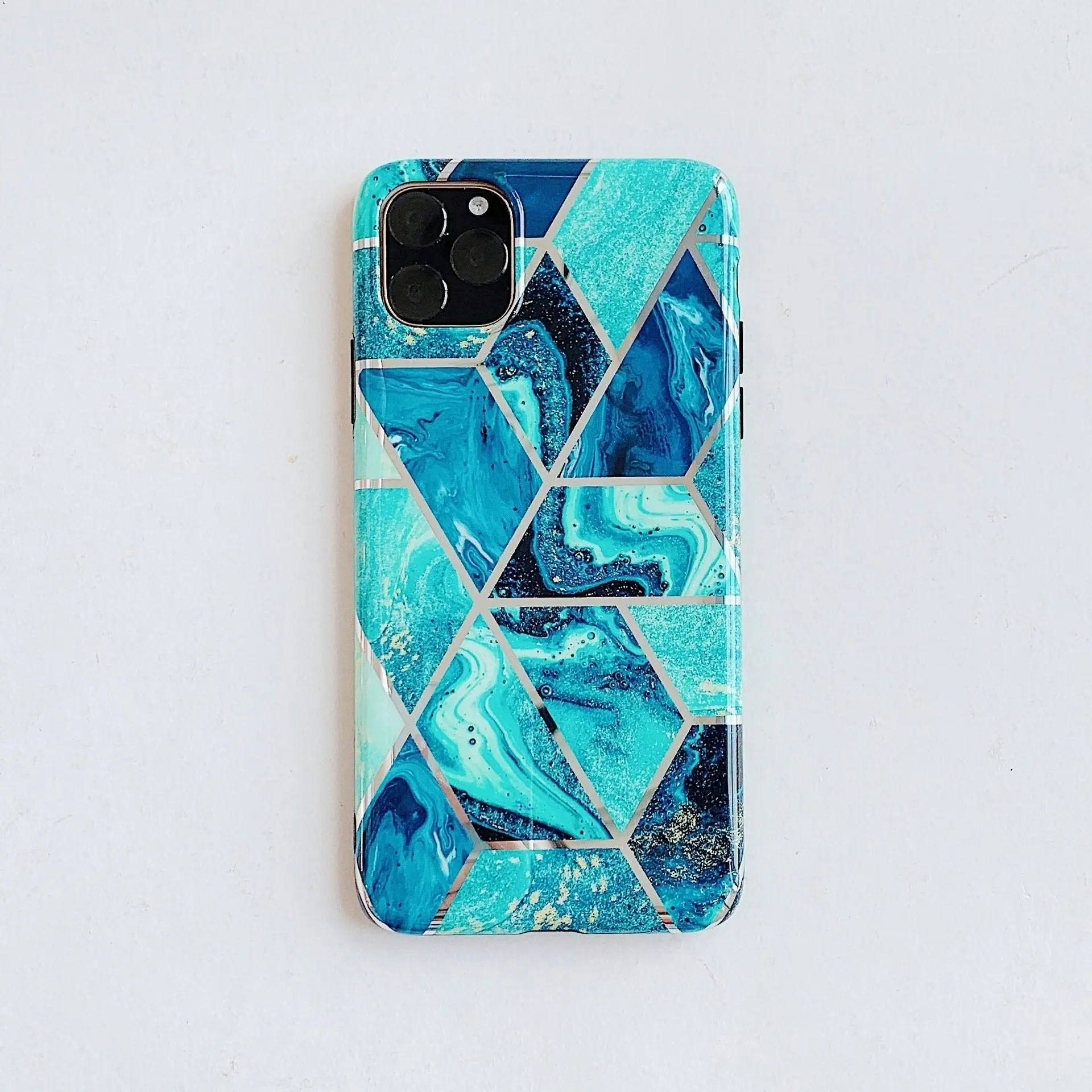 Blue Case for iPhone 14 13 12 11 Pro Max XR XS Marble Phone Shockproof Cover Silicone