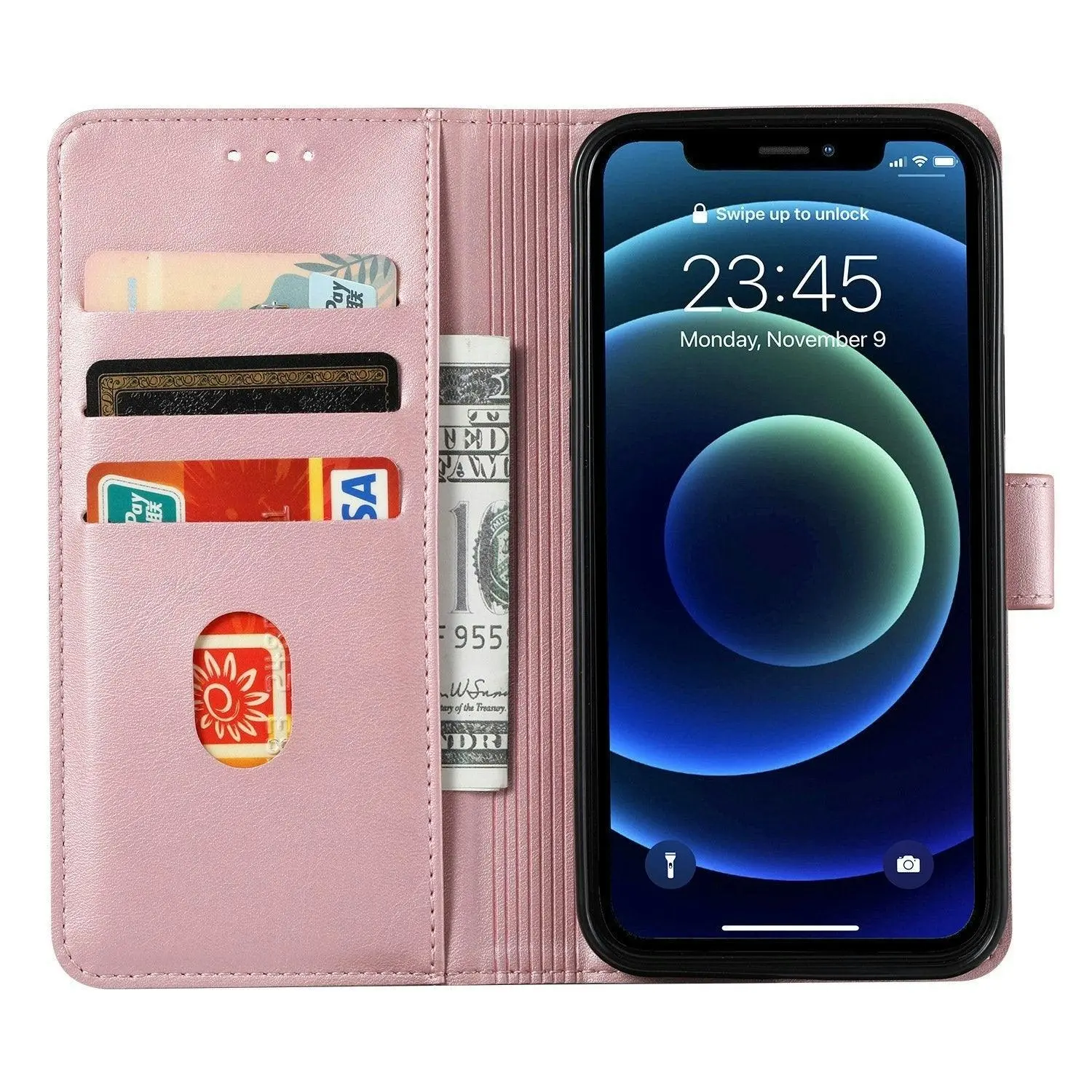 Rose Gold Wallet Leather Flip Case Cover For iPhone 7 8 6 6S Plus X 11 12 13 Pro XS Max XR