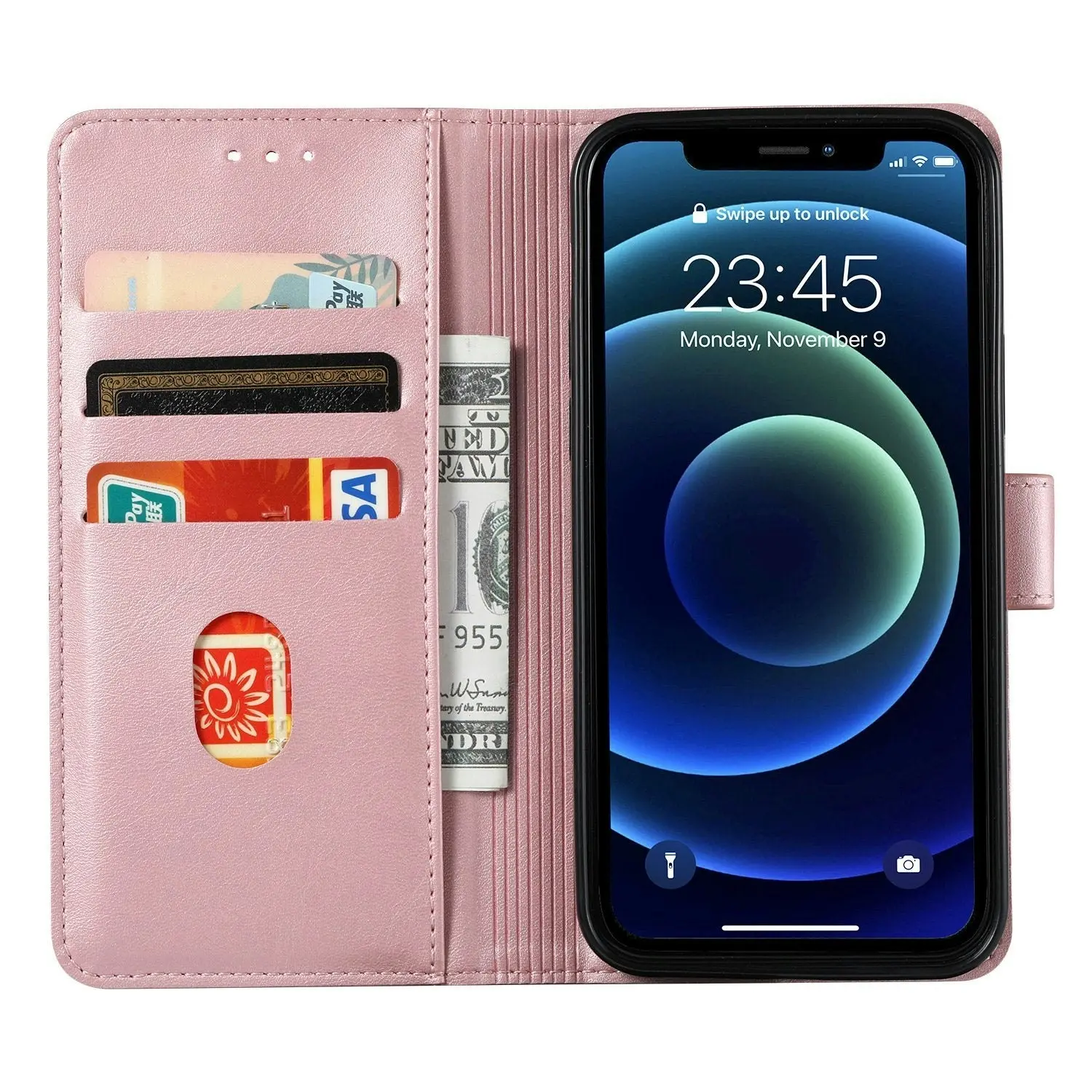 Rose Gold Wallet Leather Flip Case Cover For iPhone 7 8 6 6S Plus X 11 12 13 Pro XS Max XR