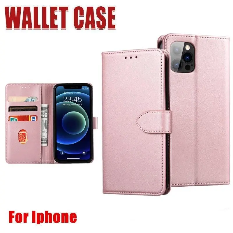 Rose Gold Wallet Leather Flip Case Cover For iPhone 7 8 6 6S Plus X 11 12 13 Pro XS Max XR