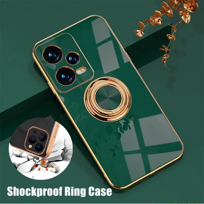 Dark Green Luxury Shockproof Silicone Ring Case Stand Cover for iPhone 14 13 12 Pro Max