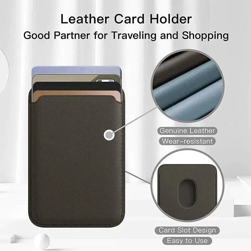 Magnetic Card Holder For Magsafe iPhone 14 13 Pro Max Leather Wallet Card Pocket