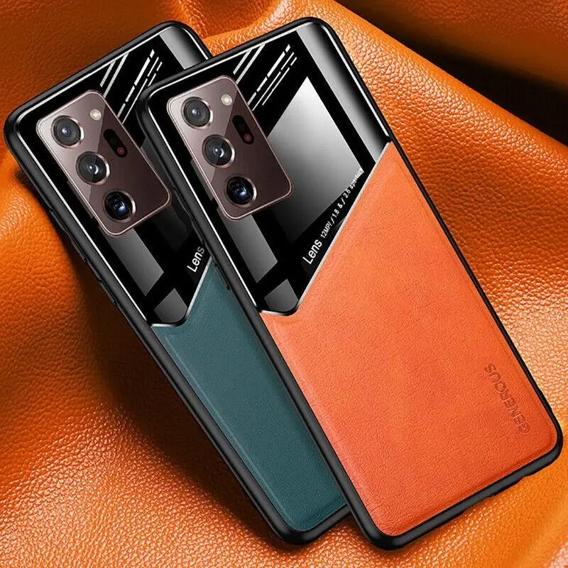 For Samsung Galaxy S21 S22 S20 Note 20 Ultra Plus S20 FE  Leather Case Orange