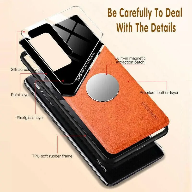 For Samsung Galaxy S21 S22 S20 Note 20 Ultra Plus S20 FE  Leather Case Orange