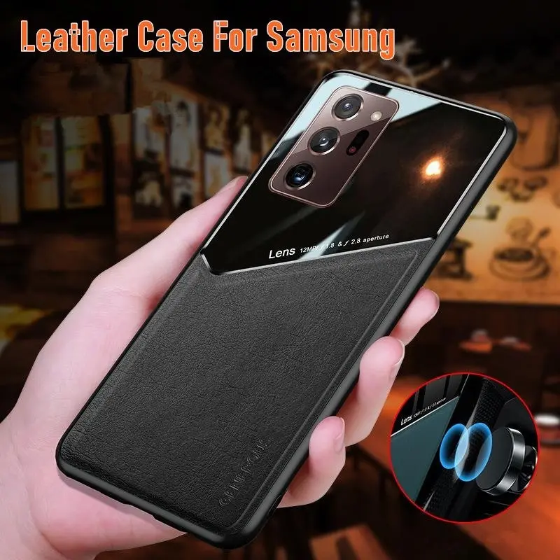 For Samsung Galaxy S21 S22 Note 20 Ultra Plus S20 FE  Leather Case Black