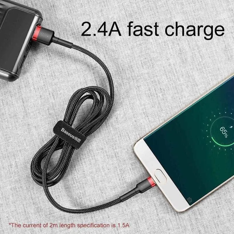 Baseus Micro USB 2.4A Fast Charging & Data Sync Cable Cord For Android Samsung 1PC 2M