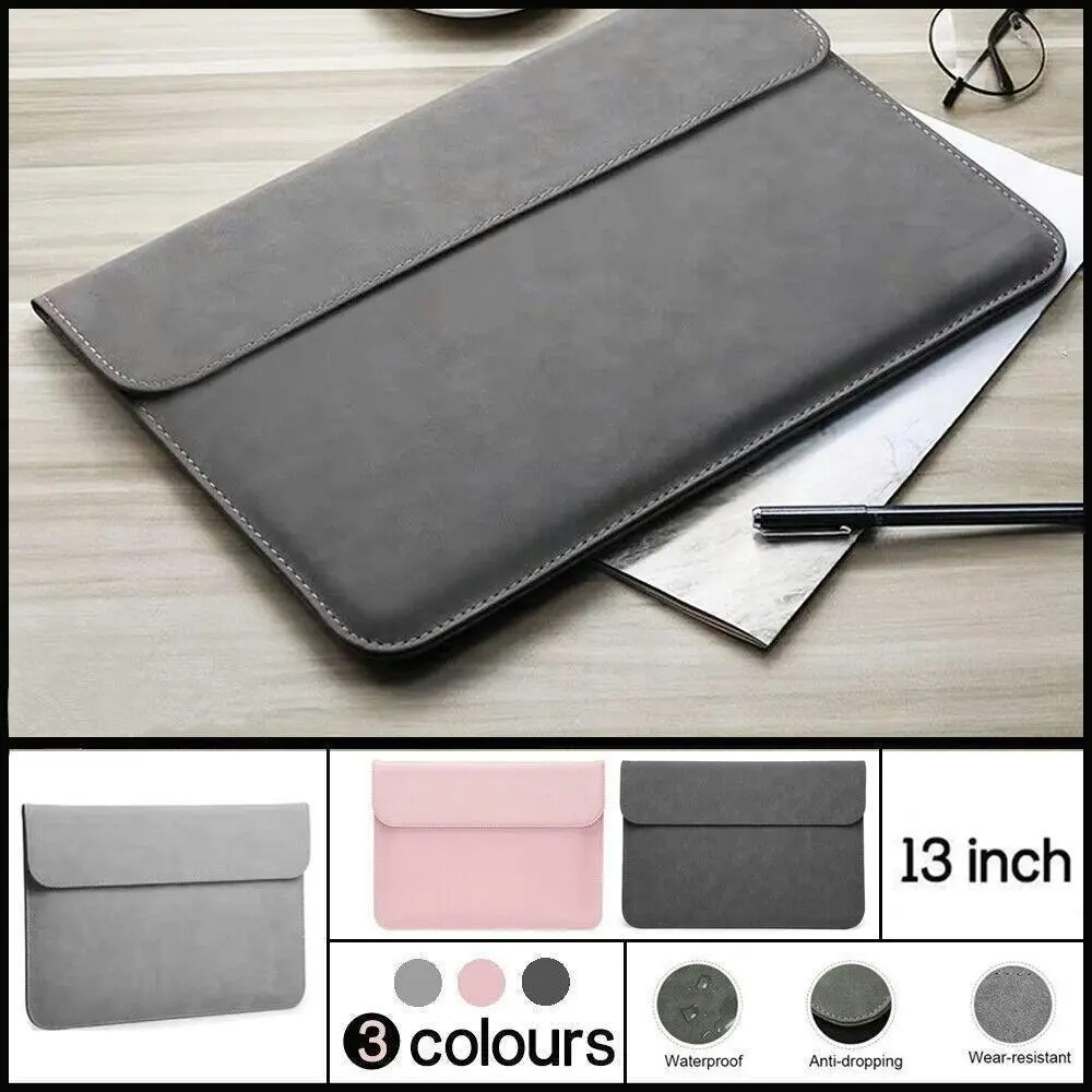 13inch Pouch Laptop Bag Cover PU Leather Sleeve Case MacBook Air Pro Dell