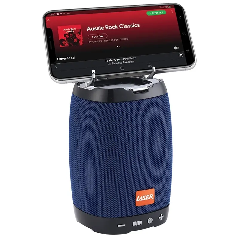 Laser Blue Bluetooth Speaker | Phone Holder & Powerful Sound for On-the-Go