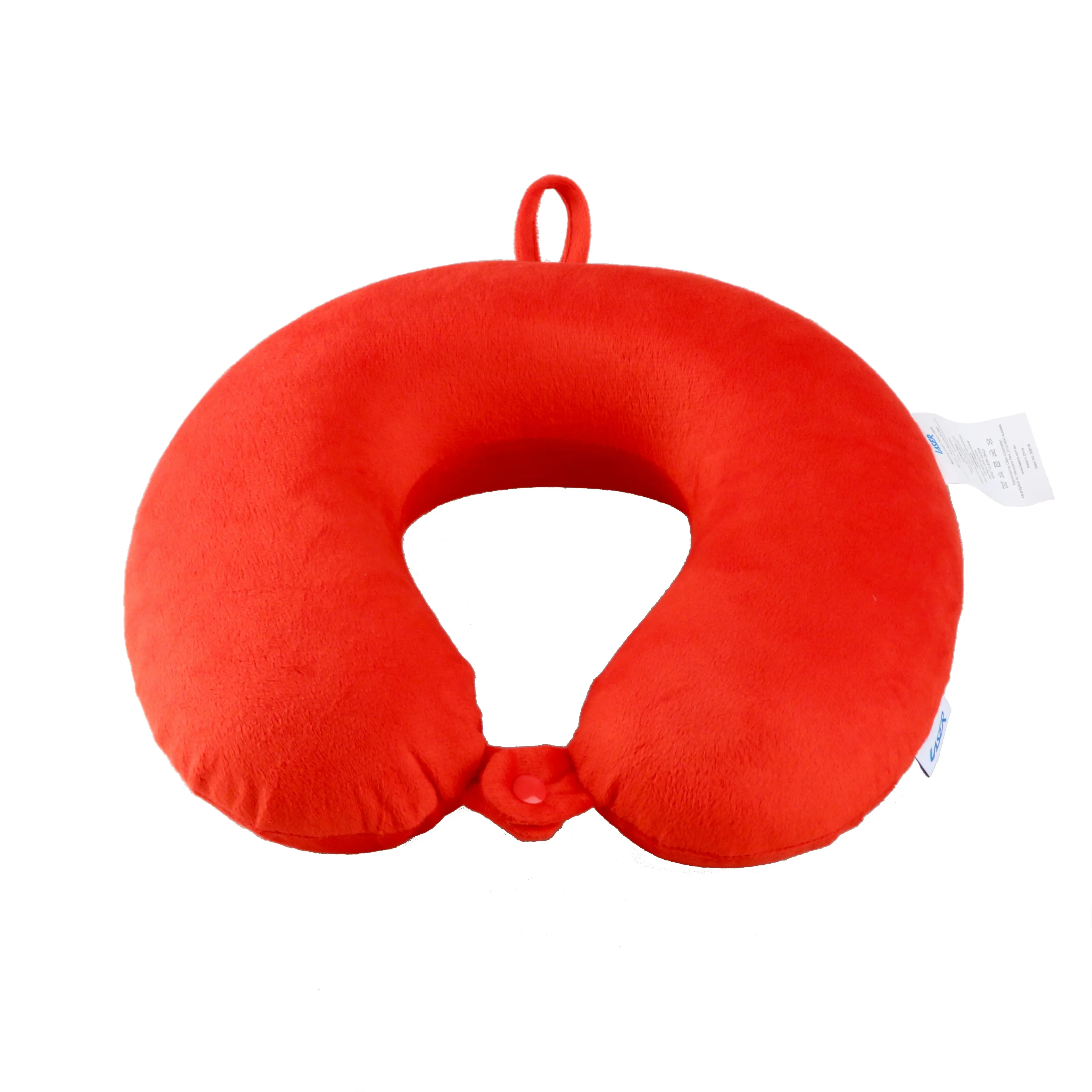 Laser Memory Foam Neck Pillow - Ergonomic Travel Support, Hypoallergenic, Red