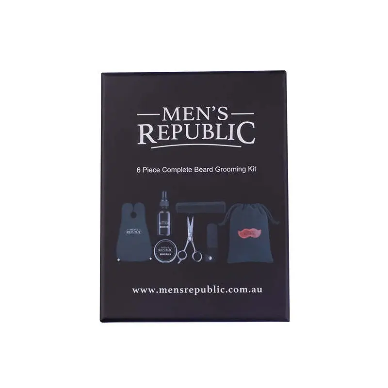 6pc Men's Republic Beard Grooming/Styling Kit with Storage Bag and Apron