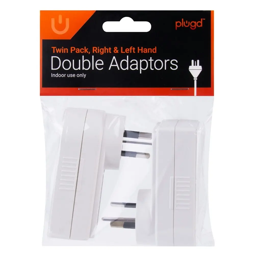 3x Plugd Twin Pack 240v 10amp 2400w Max Double Adaptors Outlet Splitter