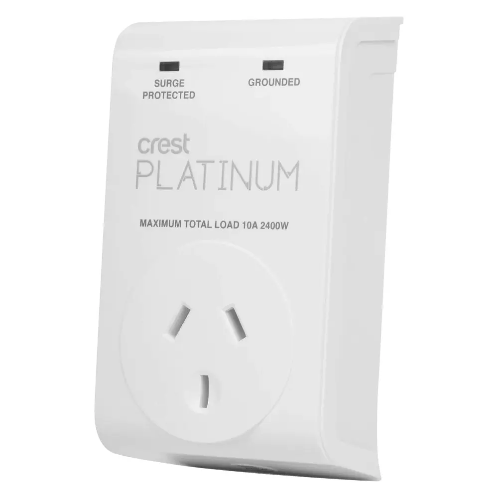 Crest Platinum 1-Socket 2400W Surge/Device Protector AU/NZ Adapter Plug White