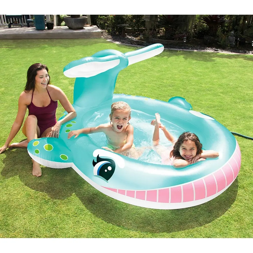 Intex 2.01m x 1.96m Inflatable Kids/Children Whale Water Spraying Swimming Pool