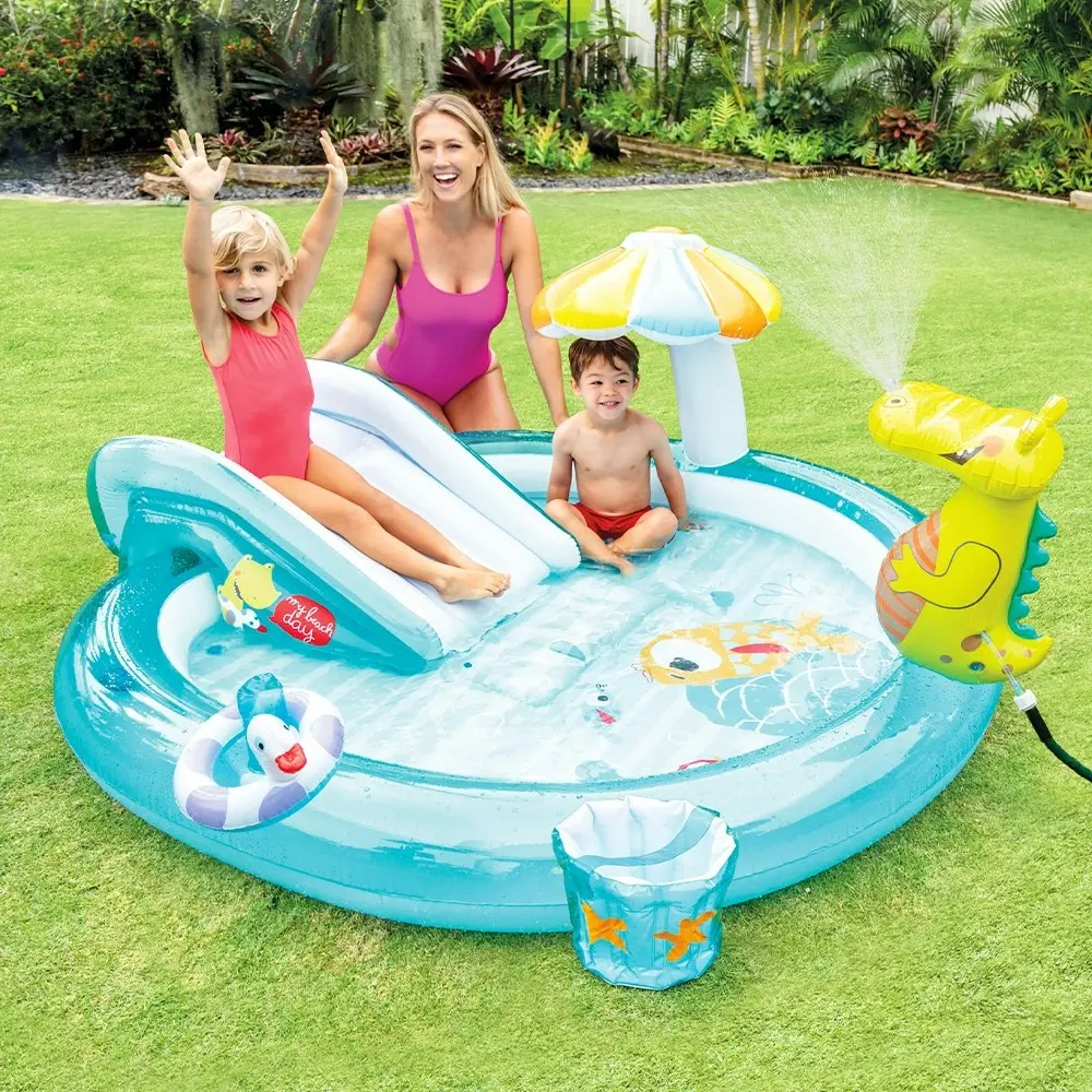 Intex 2.01m Gator Kids Water Slide/Spray Play Centre Inflatable Swimming Pool