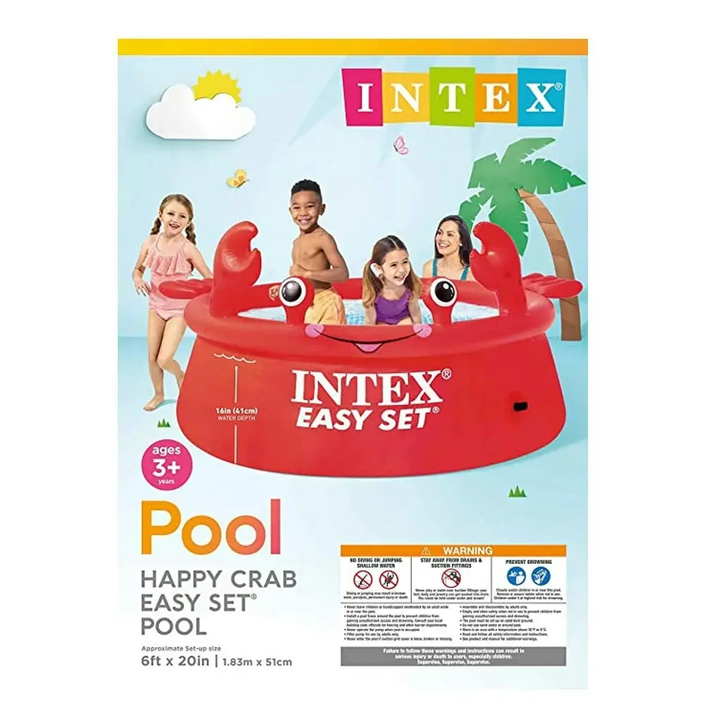 Intex 1.83m x 51cm Happy Crab Easy Set Kids/Children Swimming Inflatable Pool 2P