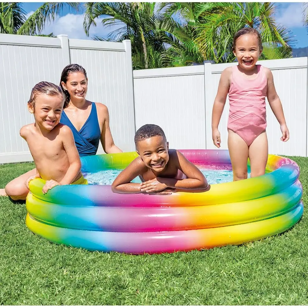 Intex 1.47m Rainbow Ombre Outdoor/Patio Inflatable Round Swimming Kids Pool 2y+