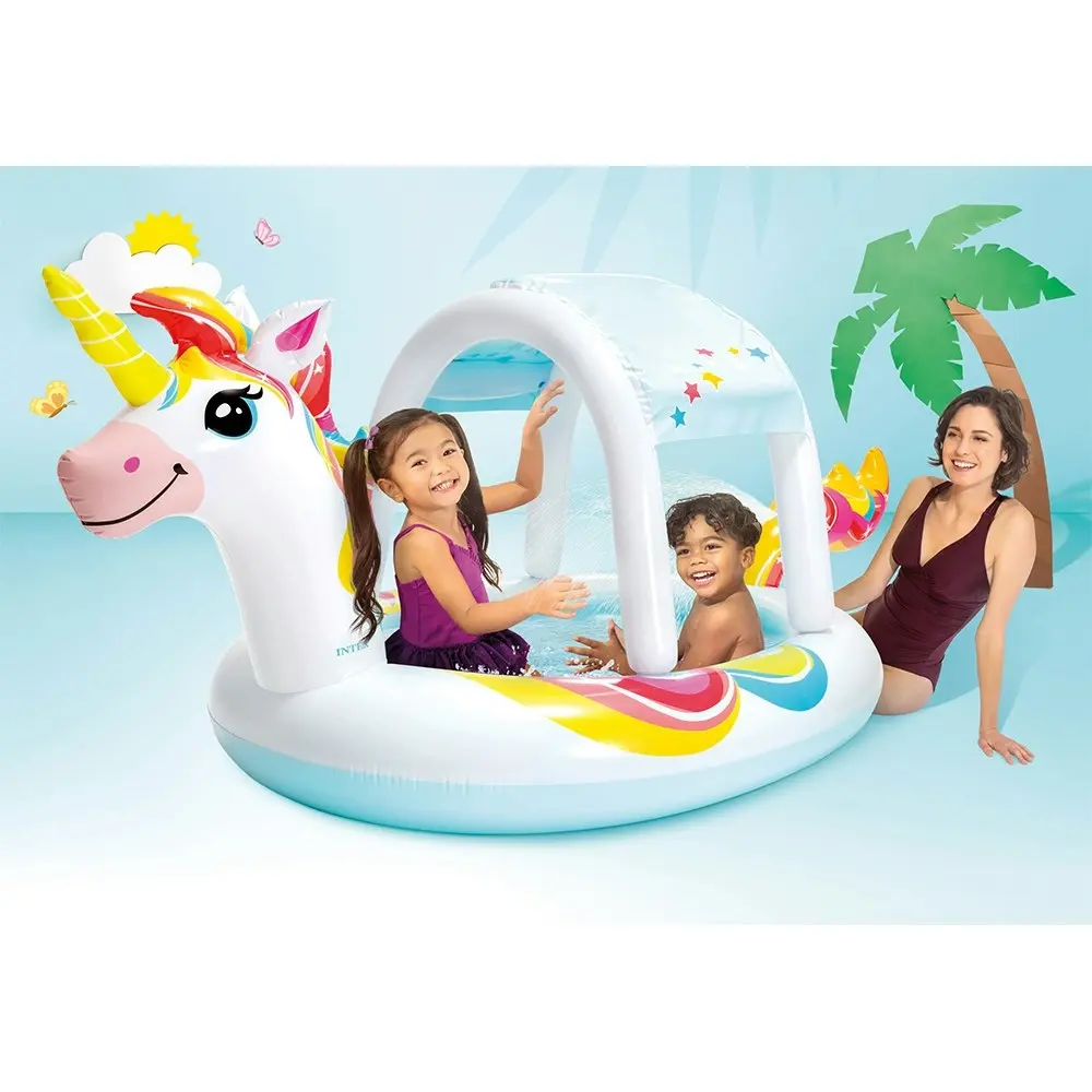 Intex 2.54x1.32m Unicorn Inflatable Spray Swimming Pool Outdoor/Garden Kids Toy