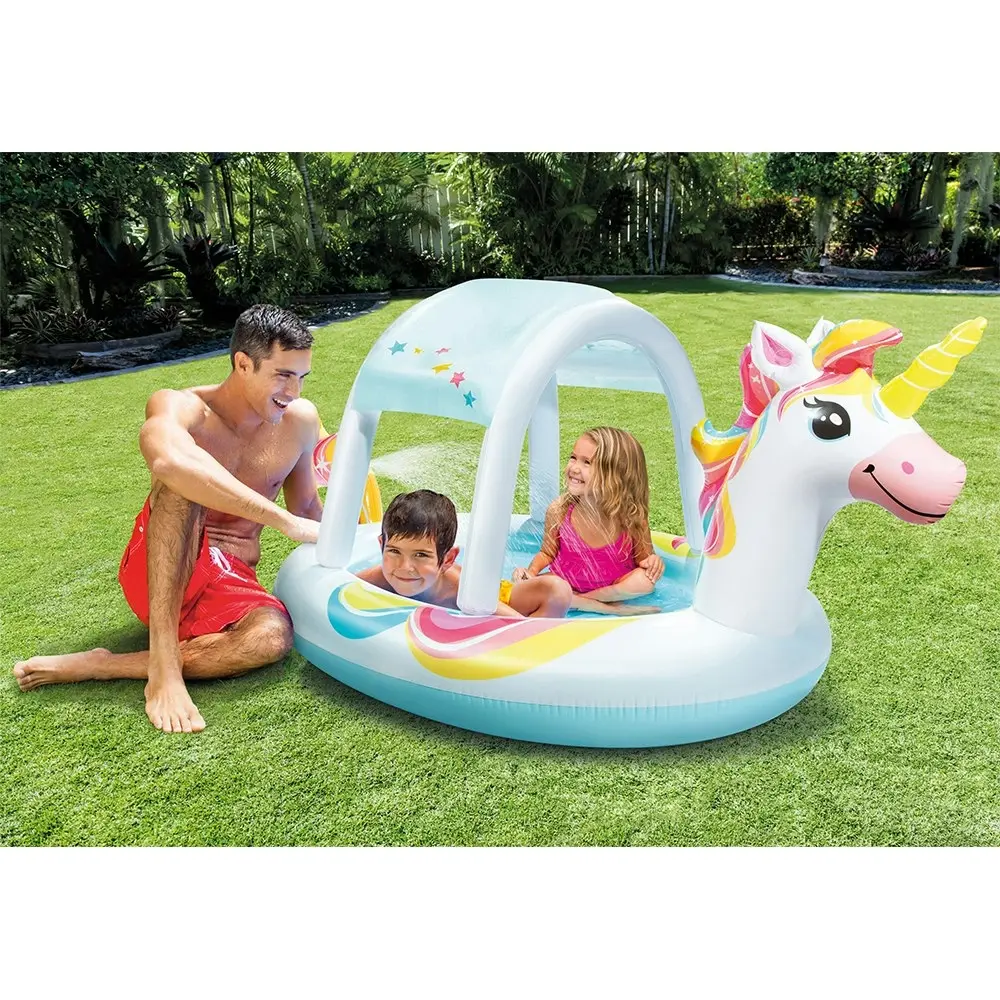 Intex 2.54x1.32m Unicorn Inflatable Spray Swimming Pool Outdoor/Garden Kids Toy