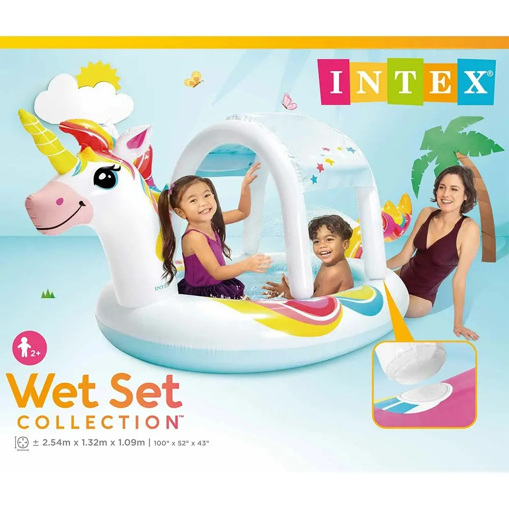 Intex 2.54x1.32m Unicorn Inflatable Spray Swimming Pool Outdoor/Garden Kids Toy