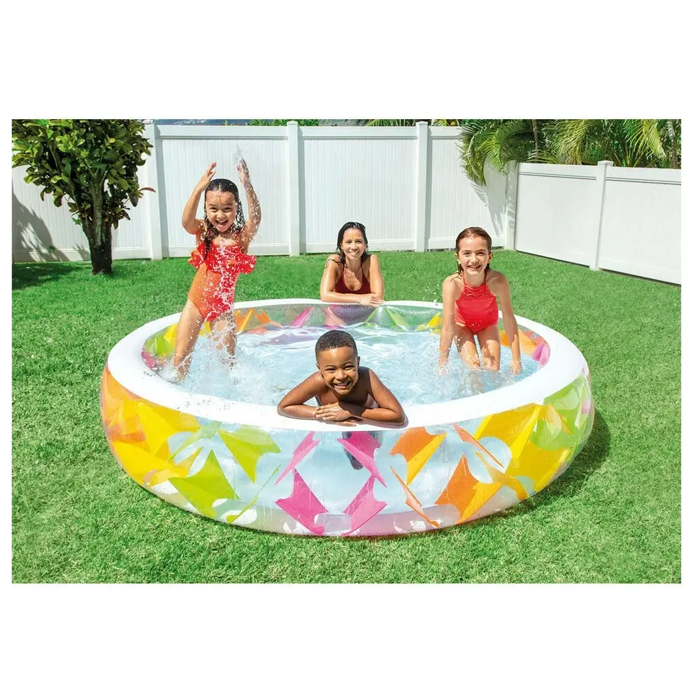 Intex 2.29m Round Swin Center Pinwheel Inflatable/Kids Pool Swimming Outdoors 6+