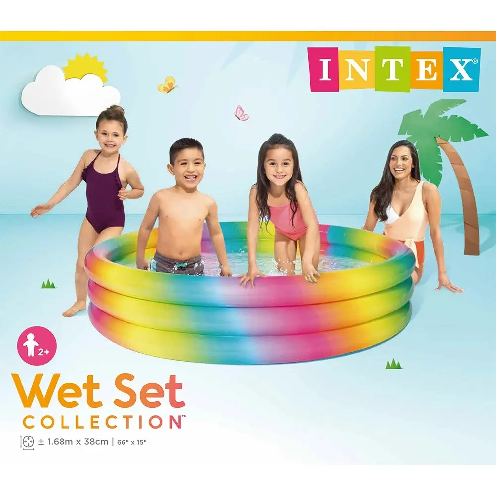 Intex Rainbow Ombre 168x38cm Inflatable Swimming Pool Kids Outdoor Garden Fun 2+