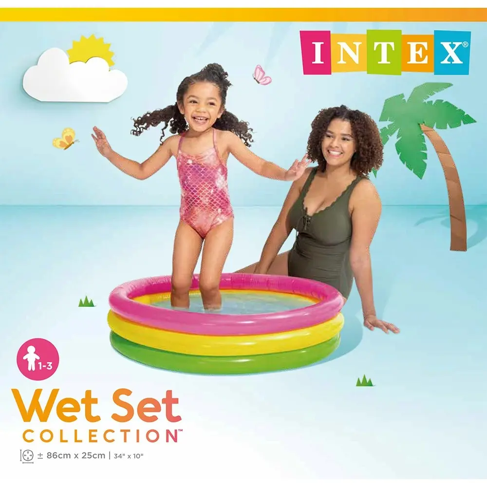 2x Intex Sunset Glow 86cm Round Inflatable Baby Swimming Pool Outdoor Fun 1-3y