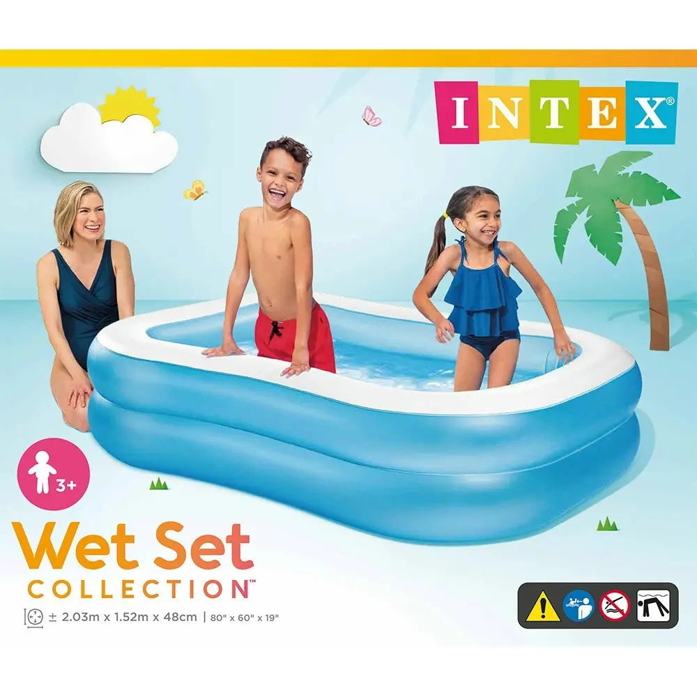 Intex Swim Center 2.03x1.52m Family Inflatable Above Ground Swimming Pool Blue