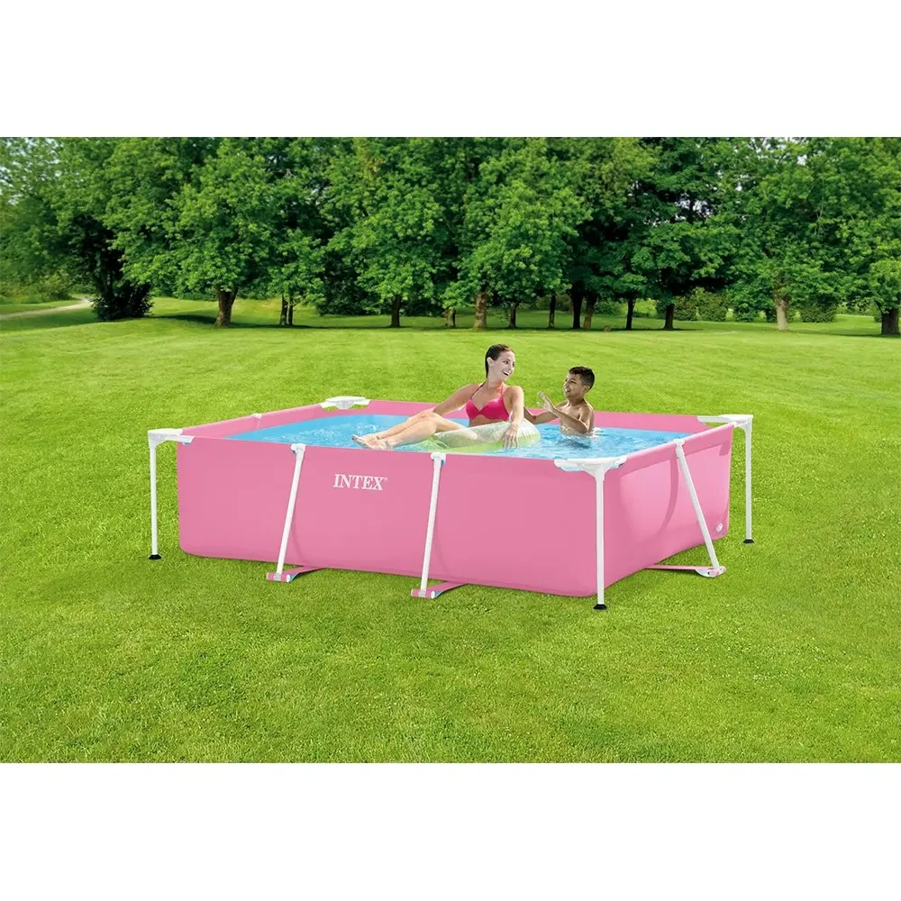 Intex 2.2x1.5m Rectangular Frame Above Ground Swimming Pool Outdoor/Garden Pink