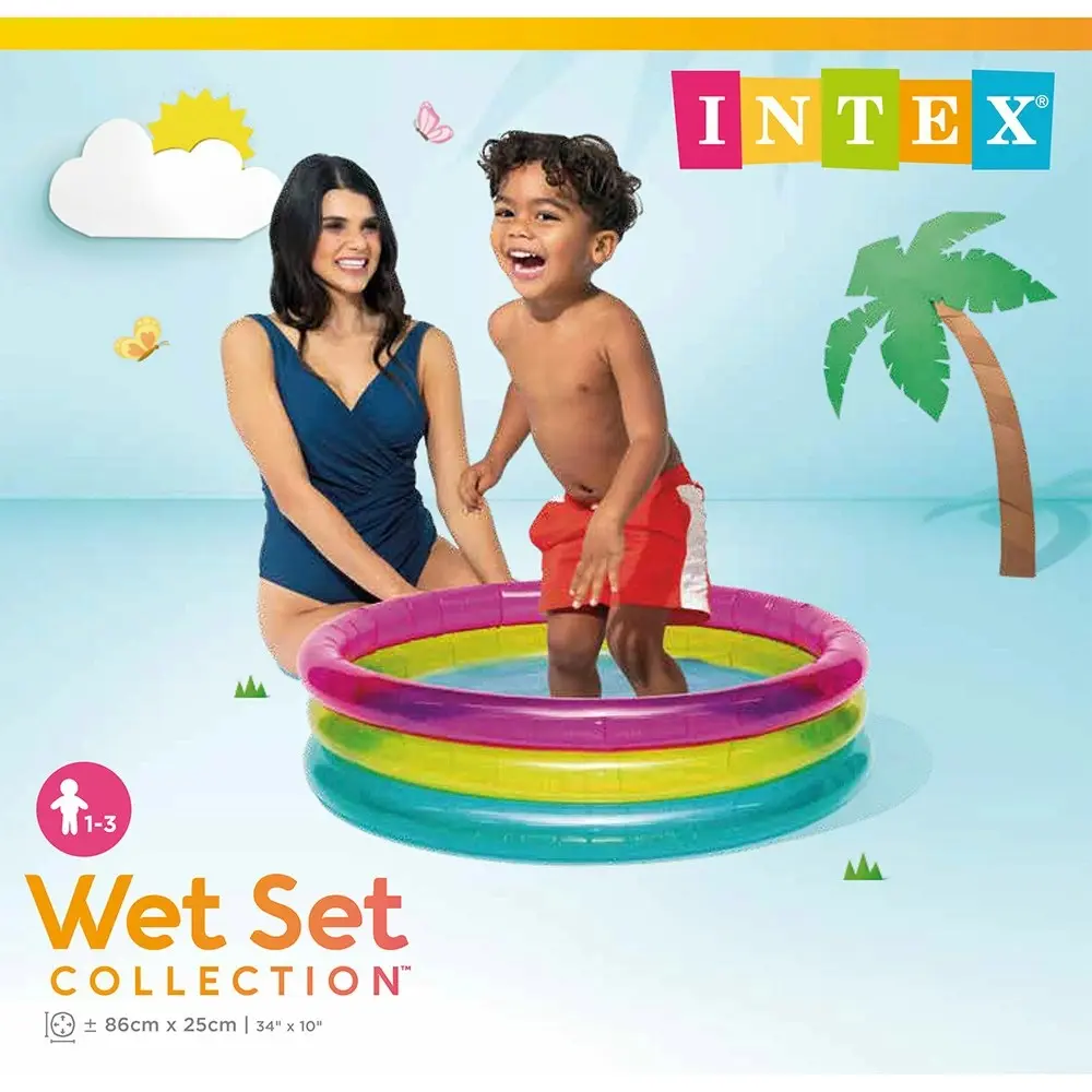 2x Intex Rainbow Baby 86x25cm Vinyl Round Swimming Pool Above Ground Inflatable