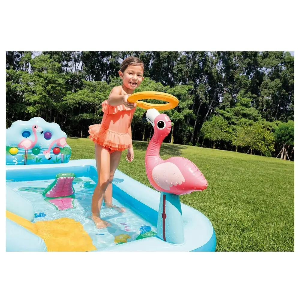 Intex 2.44m Rectangular Inflatable Kids Jungle Water Slide Play Swimming Pool 6+