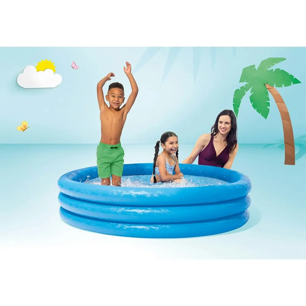 Intex Crystal 147x33cm Inflatable Swimming Pool Outdoor Garden Fun Kids 2+ Blue