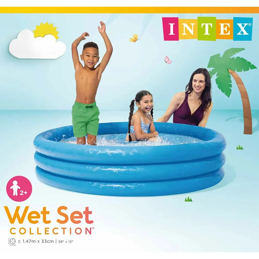 Intex Crystal 147x33cm Inflatable Swimming Pool Outdoor Garden Fun Kids 2+ Blue