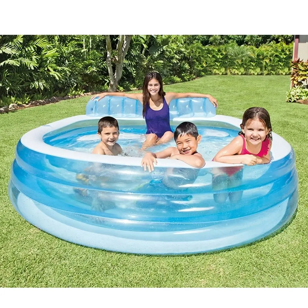 Intex 229x 218cm Outdoor Inflatable Swim Center Family/Kids Pool w/Seat/Backrest