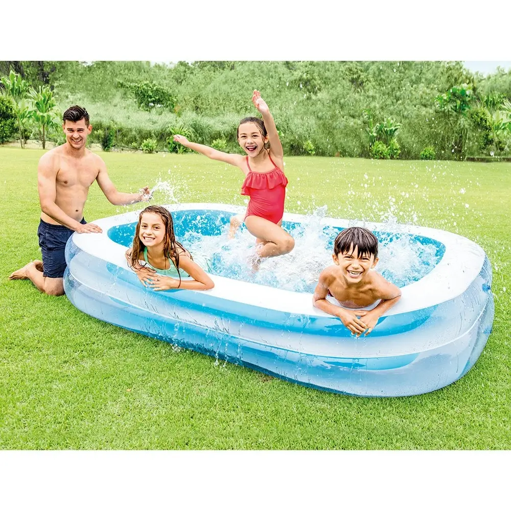 Intex 262x175cm Outdoor/Patio Inflatable Kids/Family Rectangular Swim Pool 6y+