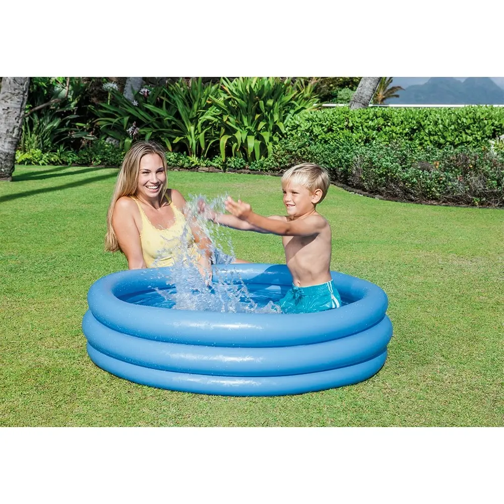 Intex Crystal 114x25cm Inflatable Swimming Pool Outdoor Garden Fun Kids 2+ Blue