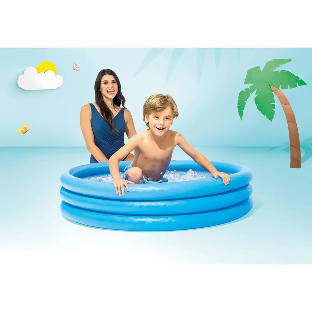 Intex Crystal 114x25cm Inflatable Swimming Pool Outdoor Garden Fun Kids 2+ Blue