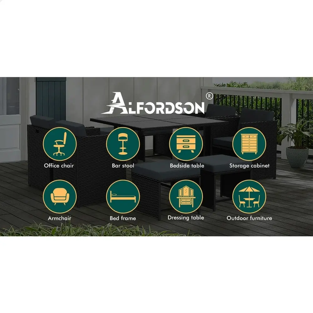 Alfordson Outdoor Dining Set 9 PCS Table Chairs Patio Lounge Wicker Furniture