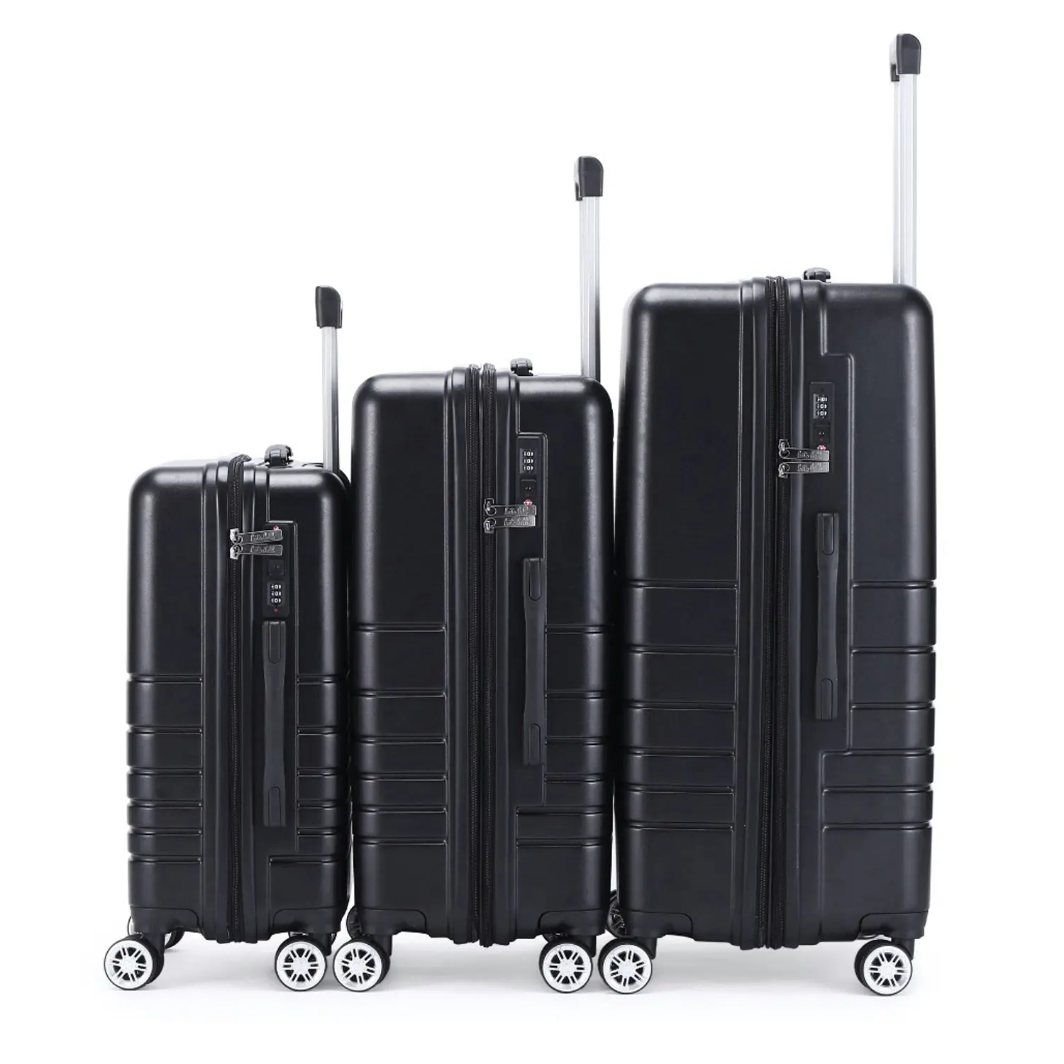 3pc Kate Hill Bloom Wheeled Trolley Hard Suitcase Luggage Set Black S/M/L