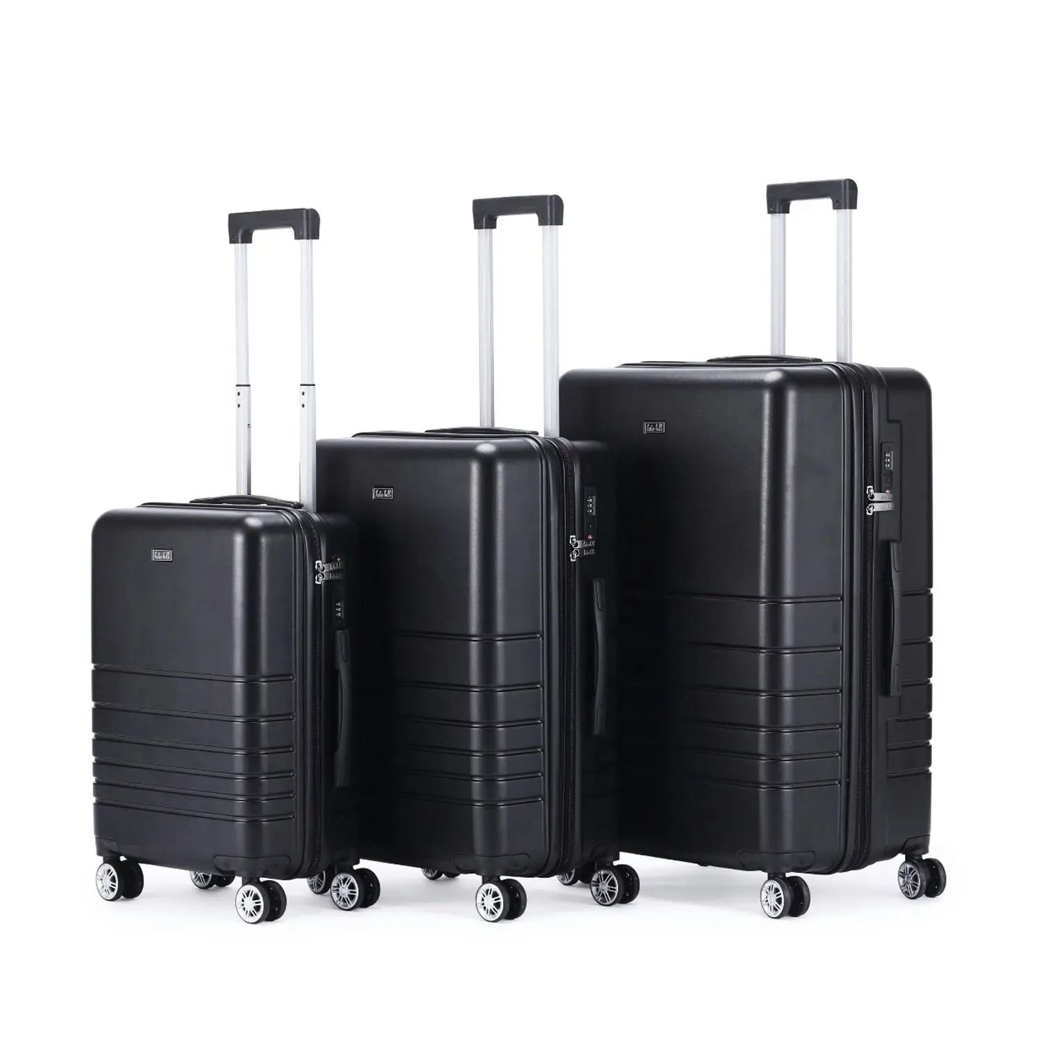 3pc Kate Hill Bloom Wheeled Trolley Hard Suitcase Luggage Set Black S/M/L